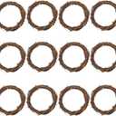 12PCS Small Round Grapevine Wreath 4Inch Rattan Wreaths for Easter Spring Candle Christmas Crafts Holiday Decoration Wedding Home Decor