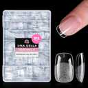 UNA GELLA Short Square & Squoval Gel Nail Tips 312pcs Short Round Square Nail Tips Pre Etched Soft Gel Clear Fake Nails Full Cover For Nails Extension DIY Salon 12 Sizes At Home