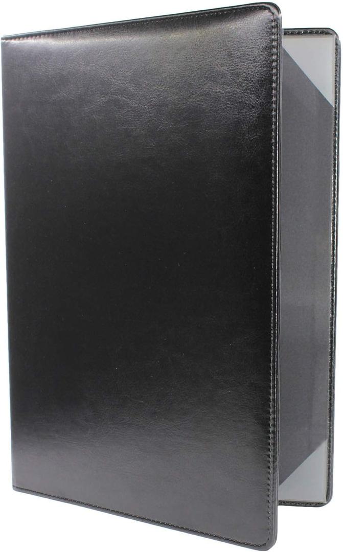Diploma Cover A4 Black Leather Certificate Holder-Document Holder A4 Size Menu Cover