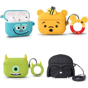 (4Pack) Case for AirPods Pro 3rd Generation 2025 | Cute Cartoon Skin Design | Silicone Cover with Carabiner | Full Protection | Multiple Combinations Wireless Earbuds Case for AirPods Pro 3 (M+W+M+S)