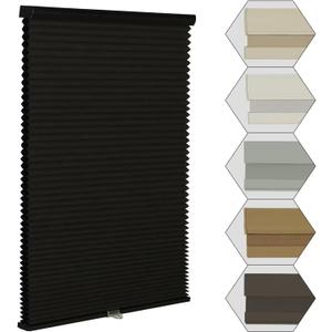 MYshade Cordless Blackout Window Blinds & Shades Pull Down Room Darkening Window Shades Light Blocking Honeycomb Cellular Shade for Indoor Windows Easy to Install 37 inch Wide, H72 Black Blinds