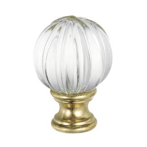 PATIKIL 1/4-27 Lamp Finial Cap for Lampshade Harp Top, Cap Nut Screw Cap Knob Clear Pumpkin Ball Shaped Crystal Lamp Shade Decoration for Table Floor Lamp, Gold Tone (29mm)