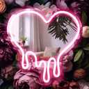 DECANIT Heart Neon Sign - Heart-Melting Wall Decor, USB Powered LED Light in Pink, 12"x12" Decorative Wall Mirror.Ideal for Bedroom, Girls Room, Party, Studio, Store Decor. Great Birthday Gifts