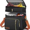 MIYCOO Lunch Bag & Lunch Box for Women Men Double Deck - Leakproof Insulated Soft Large Adult Lunch Cooler Bag for Work Black Orange (15L)