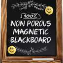 LotFancy 15"x12" Magnetic Chalk Board Sign, Small Wood Framed Tabletop Black Easel Chalkboard, Foldable Standing Ledge,1 White Chalk Pen 2 Magnets and Wall Hanging Kits Included,Rustic Brown