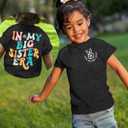 Big Sister Shirt Toddler in My Big Sister Era Shirts Promoted to Big Sister Tees Baby Girls Announcement Short Sleeve Tops (1-2T, Dark Grey)