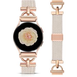 Wearlizer Braided Magnetic Band Compatible with Samsung Galaxy Watch 7 6 5 4 FE Active 2 40mm 44mm/Watch 6 4 Classic 43mm 47mm 42mm 46mm/Watch 5 Pro 45mm Bands,20mm Stretchy Elastic Nylon Strap Women