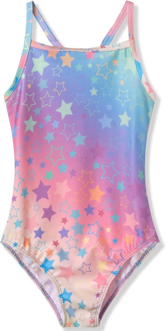 TENVDA Girls One Piece Swimsuits Sport Halter Swimwear Beach Bathing Suit