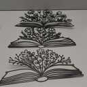 Honeydak 3 Pcs Reading Metal Book Flower Wall Art Decor Black Wall Hanging Decor Library Sign Silhouette Book Lovers Teacher Gift Wall Sculptures for Home Reading Room Living Room Bedroom Office