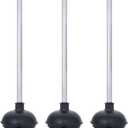 NEIKO 60180A Toilet Plungers, 3 Pack, Patented All-Angle Design, Heavy Duty, Aluminum Handle, Residential, Commercial, and Industrial Building Sanitation Use