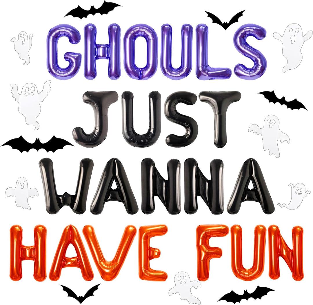 JeVenis Ghouls Just Wanna Have Fun Banner Balloons Garland for Bachelorette Party Birthday Party Decorations