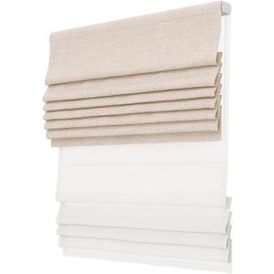 Day Night Roman Shades, 2 in 1 Blackout & Light Filtering, Cordless Linen Roman Blinds for Windows, UV Protection, Noise Reduction, Thermal Insulation, Privacy Protection, Linen Color (Custom Size, Linen Color)