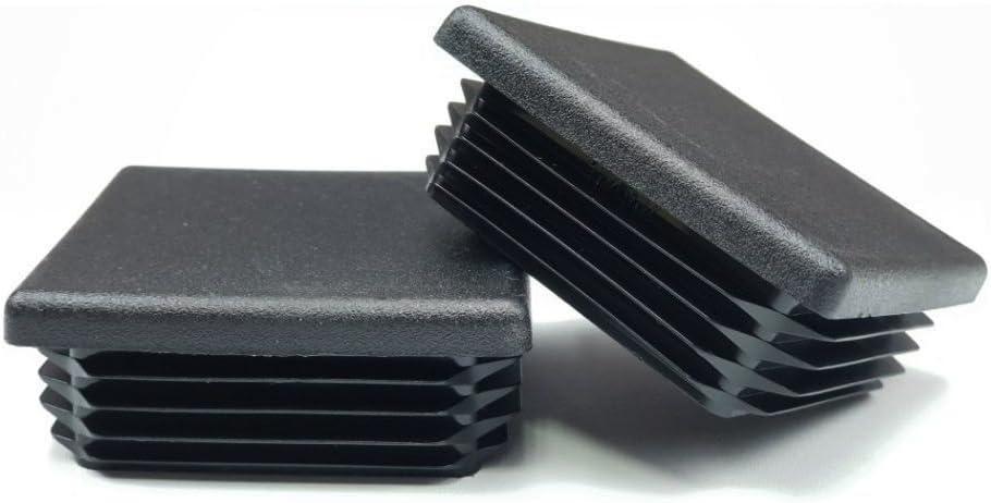 OGC 4 Pack – 2-3/8" (2.375" / 60mm) Square Plastic End Caps, Chair Leg Inserts for Square Metal Tubing, Black