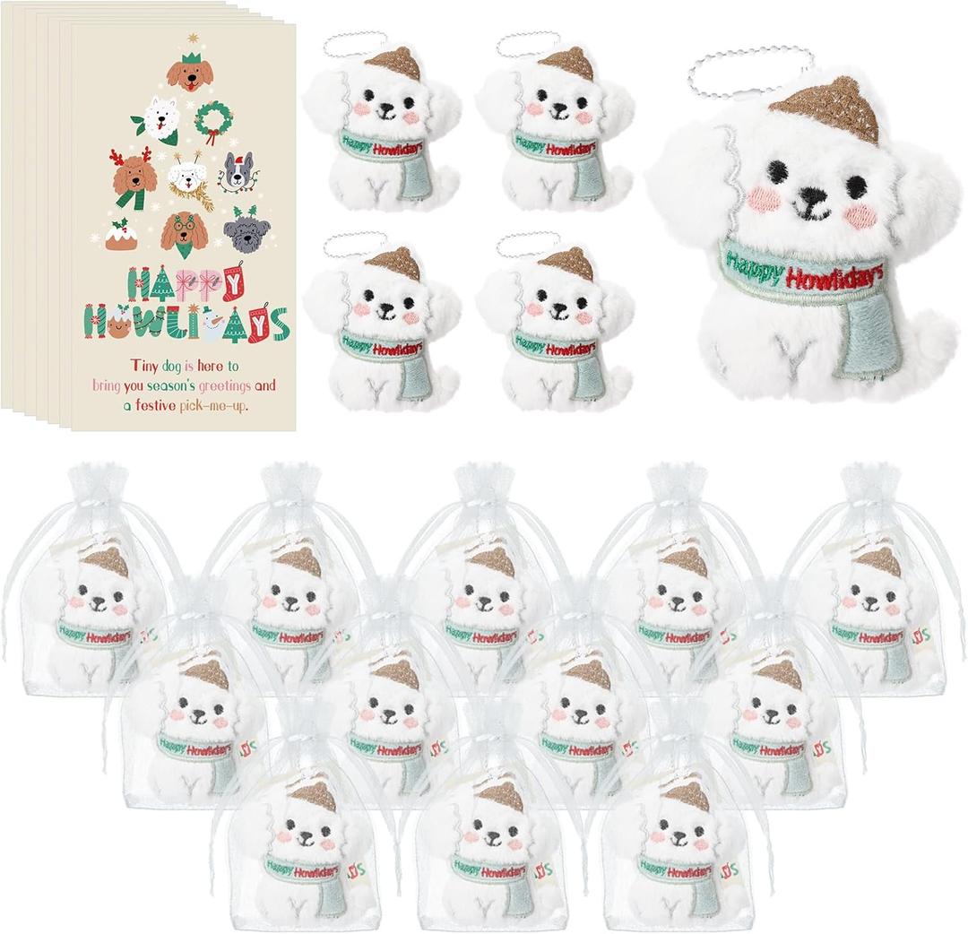 Hotop 20 Sets Dog Plush Keychain Sets Valentines Day Gifts Puppy Stuffed Animal Toys Valentines Dog Party Favors for Kids Student Classroom Exchange Employee Appreciation Gifts for Team Office Holiday