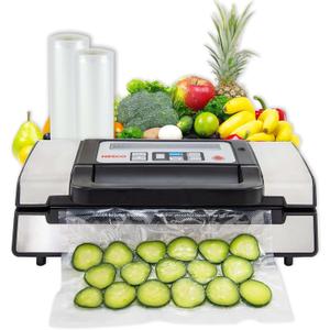 Nesco Deluxe Food VS-12 Vacuum Sealer, 130 Watts, Kit Bags & Viewing Lid, Compact, Silver