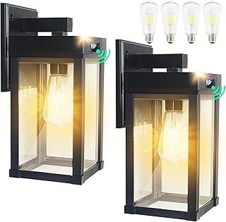 CYHKEE 2 Pack Solar Wall Lights Outdoor Waterproof with 3 Lighting Modes & Motion Sensor, Dusk to Dawn Exterior Porch Light fixtures, Solar Wall Lantern Fixture for Garage Porch Yard Front Door