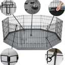 PETIME Foldable Metal Dog Exercise Pen/Pet Puppy Playpen Kennels Yard Fence Indoor/Outdoor 8 Panel 24" W x 30" H with Bottom Pad (with Bottom pad, 8 Panels 30" H)