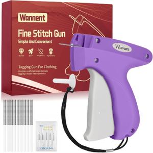 Stitch Gun for Clothes Stitchy Tagging Gun for Clothing Stitchy Quick Clothing Fixer -Includes 1,000 Black Fasteners & 1,000 White Fasteners & 6 Needles(Purple+White)