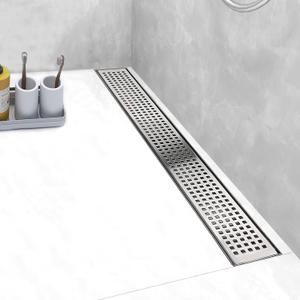 Linear Shower Drain, Shower Drain 24 inch with Removable Grate Cover, Professional AISI 304 Stainless Steel Shower Floor Drain, Linear Drain with Hair Catcher and Leveling Feet