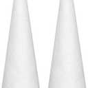 Crafjie Foam Cones for DIY Arts and Crafts (4.65 x 15.7 in, 2 Pack), White Polystyrene Christmas Tree Foam Cones Craft Supplies, for DIY Home Craft Project, Christmas Tree, Table Centerpiece