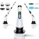 VigorDay Electric Spin Scrubber - Cordless Bathroom Scrubber with 7 Brush Heads - Dual Speed IPX7 Waterproof Power Scrubber for Heavy-Duty Bathtub, Glass, Tile, and Car Cleaning (White)