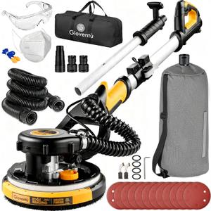 Drywall Sander, 750W Powerful Electric Drywall Sander with Vacuum Attachment, Auto Dust Collection, 7 Variable Speed 900-1800RPM, Dustless Wall Sander with Long Power Cord for Popcorn Ceiling, Drywall