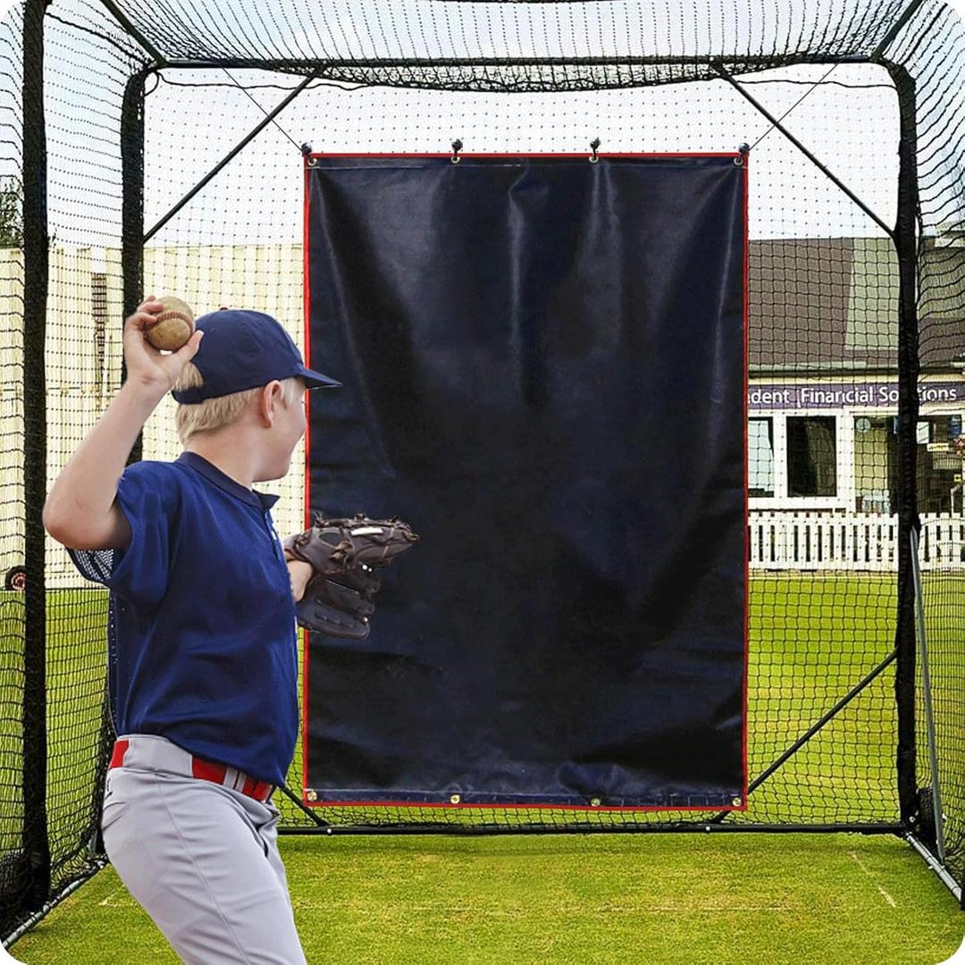 Gagalileo Baseball Softball Pitching Vinyl Hitting Backstop Rubber Target Padding for Outdoor Vinyl Batting Cage Rubber Padded Black Backstop Mat Softball Chain Link Hanging Rolling Baseball Backstop