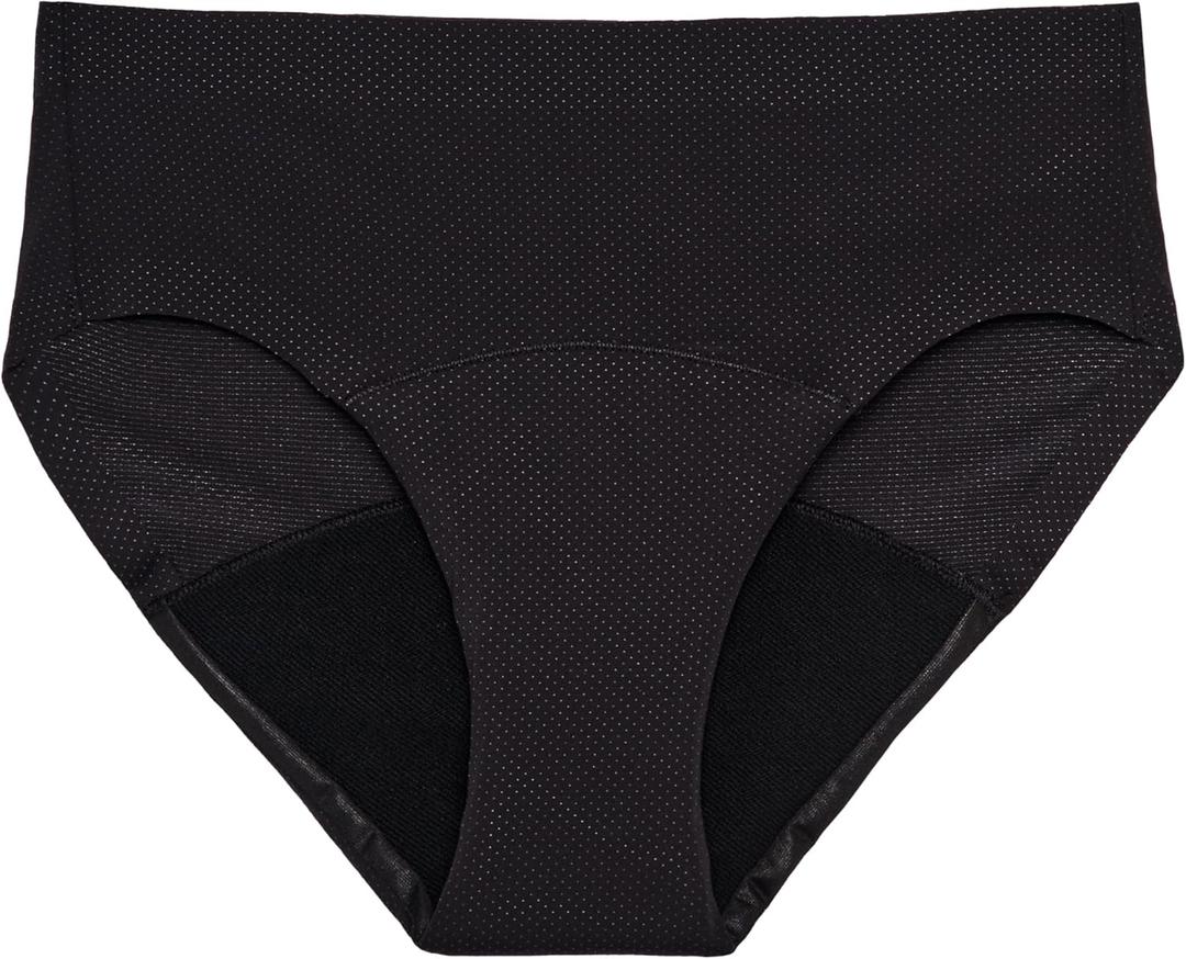 THINX Period Underwear, Breathable Hip Huggers, Holds Up to 12 Regular Tampons*, Period Panties, All-Day Absorbency Menstrual Underwear for Women, Reusable, 1 Pack, S Black