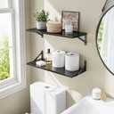 Fixwal 2pcs 10 in Deep Floating Shelves for Wall (Black, 23.6" L), 23.6 X 10 X 0.5in