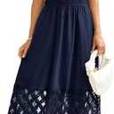 Simplee Womens 2025 Summer Boho Maxi Dress V Neck Empire Waist Long Flowy Dresses with Pockets XL