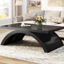 HSH 47" Modern Rectangle Wood Coffee Table for Living Room, Black Oak