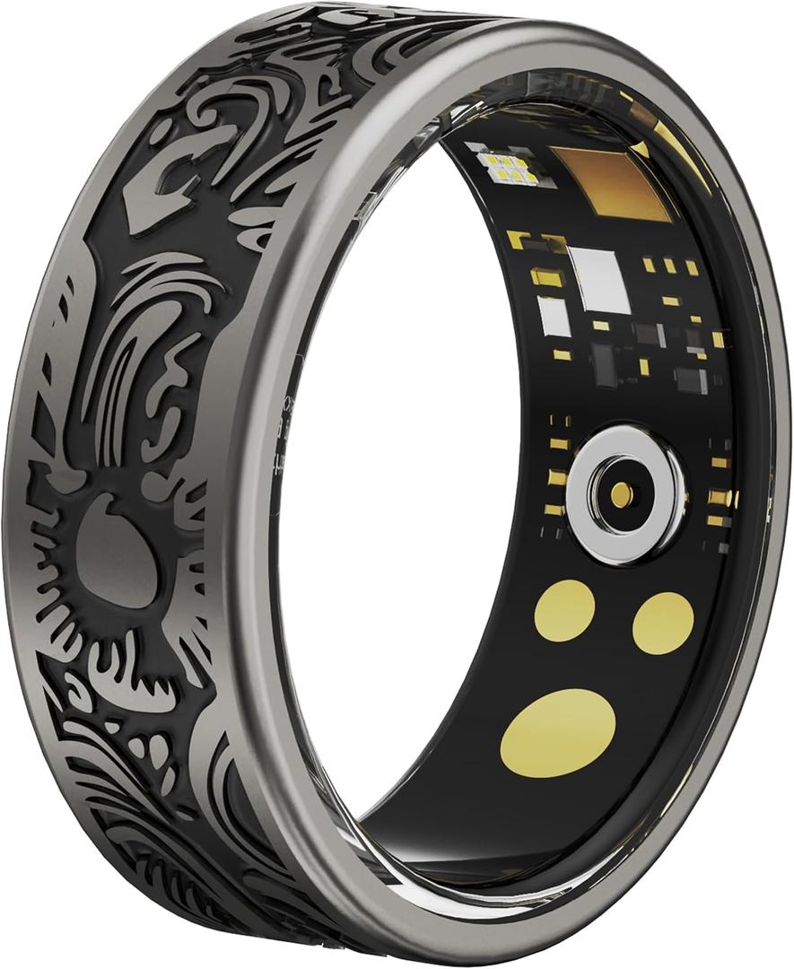 Smart Ring Heart Rate Monitor Sleep Ring Fitness Tracker Blood Pressure Step Counter Calories Pedometer Waterproof Health Vintage Smart Rings for Men Women Unique Anillo inteligente