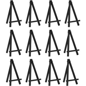 EBOOT 12 Pack 6.25 Inch Black Mini Wood Easels, Small Display Easel Stand for Painting Canvases, Art and Crafts, Tripod, Painting Party, Students Tabletop Easels, Portable Canvas Picture Sign Holder