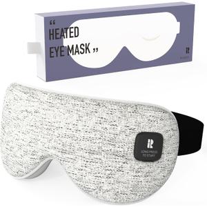 Heated Eye Mask, Cordless Heat Eye Compress for Dry Eye Stye Relax, Blackout Electric Warm Eye Mask for Airplane Sleeping for Travel, Birthday Idea for Woman/Man (Grey)