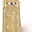 Diamond Water Bottle Bling Rhinestone Stainless Steel Thermal Bottle Refillable Insulated Glitter Water Jug with Chain for Women Girls Gifts(750 ml,Gold) (25.4 Ounces)