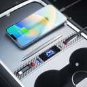 New OEM Design for Tesla USB Hub (Carbon Fiber), with Retractable Cables is Necessary Tesla 2021-2024 Model 3/Y Accessories (not Highland or Juniper Compatible), Gifts for Tesla Owners