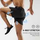 MIER Men's Workout Running Shorts Quick Dry Active 5 Inches Shorts with Pockets, Lightweight, Breathable (Black, M)