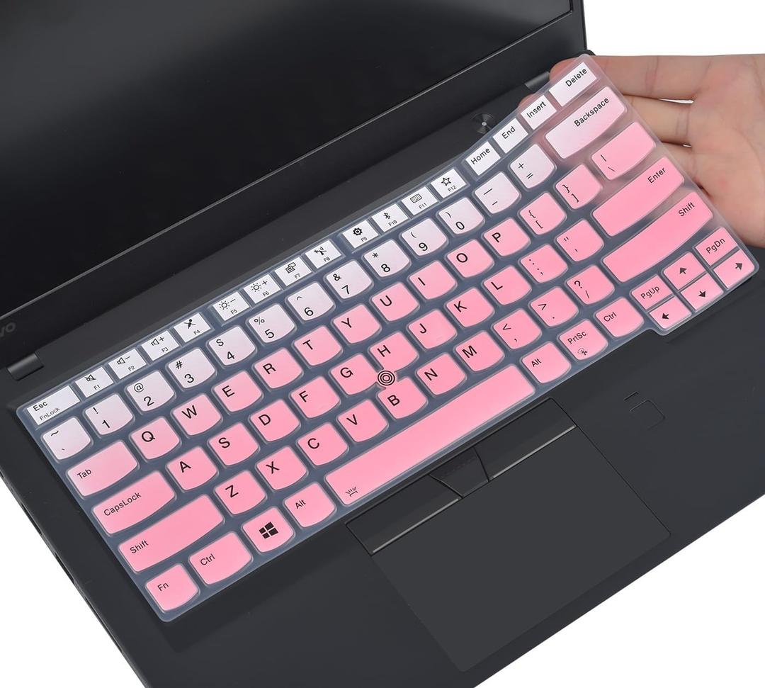 Keyboard Cover Skin for 14" Lenovo Thinkpad X1 Carbon 7th 6th 5th 2019-2017/ThinkPad X1 Yoga Gen 5 4 3,Lenovo ThinkPad L390 L460 L470 L480 T460(s) T470(s) T480(s) T460(p) T490 T14(s) A485-Gradual Pink