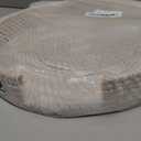 HITOMEN 11.8" Hand-Woven Round Rattan Serving Tray Decorative Wicker Trays with Handles for Coffee Table (Whitewash-M)