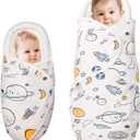 Premium Soft Cotton Baby Swaddle Blankets, Unisex Baby Blanket Wrap for Newborn Baby Boys Girls, Skin Friendly Wearable Swaddling Sleep Sack Calms Startle Reflex (White, 0-3 Months + 3-6 Months)