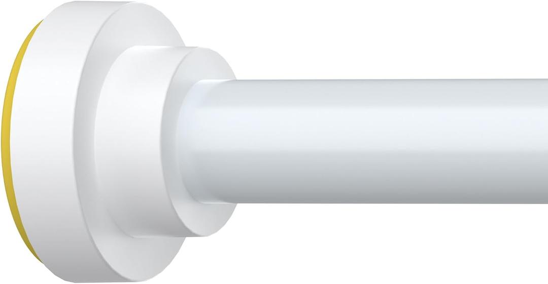 Shower Curtain Rod Adjustable 43-92 inch, 1"Diameter Spring Tension Curtain Rod No Drill, Anti-Rust Non-Slip Shower Rod, White Shower Curtain Rod for Bathroom Tension