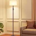 Upgraded Dimmable Floor Lamp, Modern Floor Lamps for Living Room, Standing Lamp with Linen Shade, Tall Lamp for Bedroom Office Dining Room- Brown