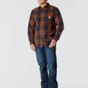 Carhartt Men's Loose Fit Heavyweight Flannel Long-Sleeve Plaid Shirt (Brown, XXXL)