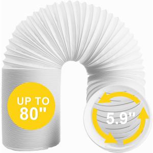 Portable Air Conditioner Hose, 5.9" Diameter Anti-Clockwise Thread, Universal Replacement AC Vent Hose Length up to 80" (Does not Include Coupler)