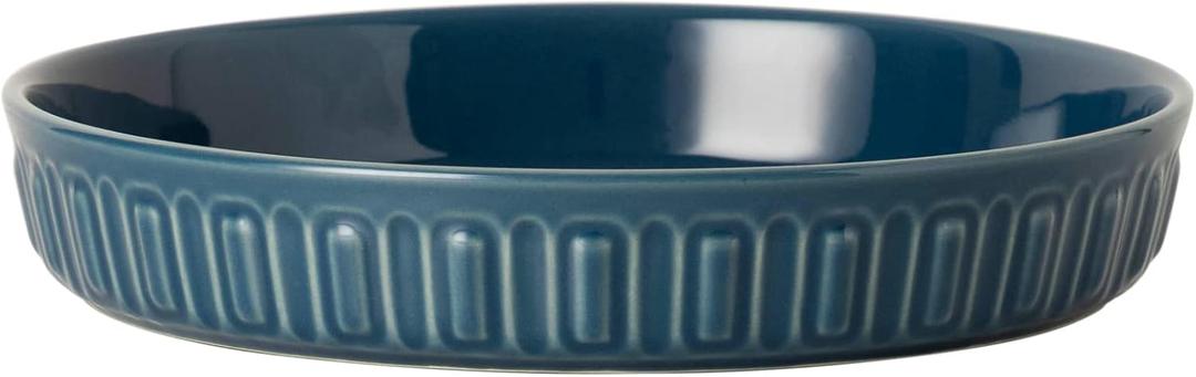 Fun Elements Shallow Dog Bowls, 10.5" Ceramic Large Food Plate for Small, Medium and Large Breeds, Non-Slip, Flat and Wide, Dishwasher Safe, Suitable for Dogs and Cats (Blue)