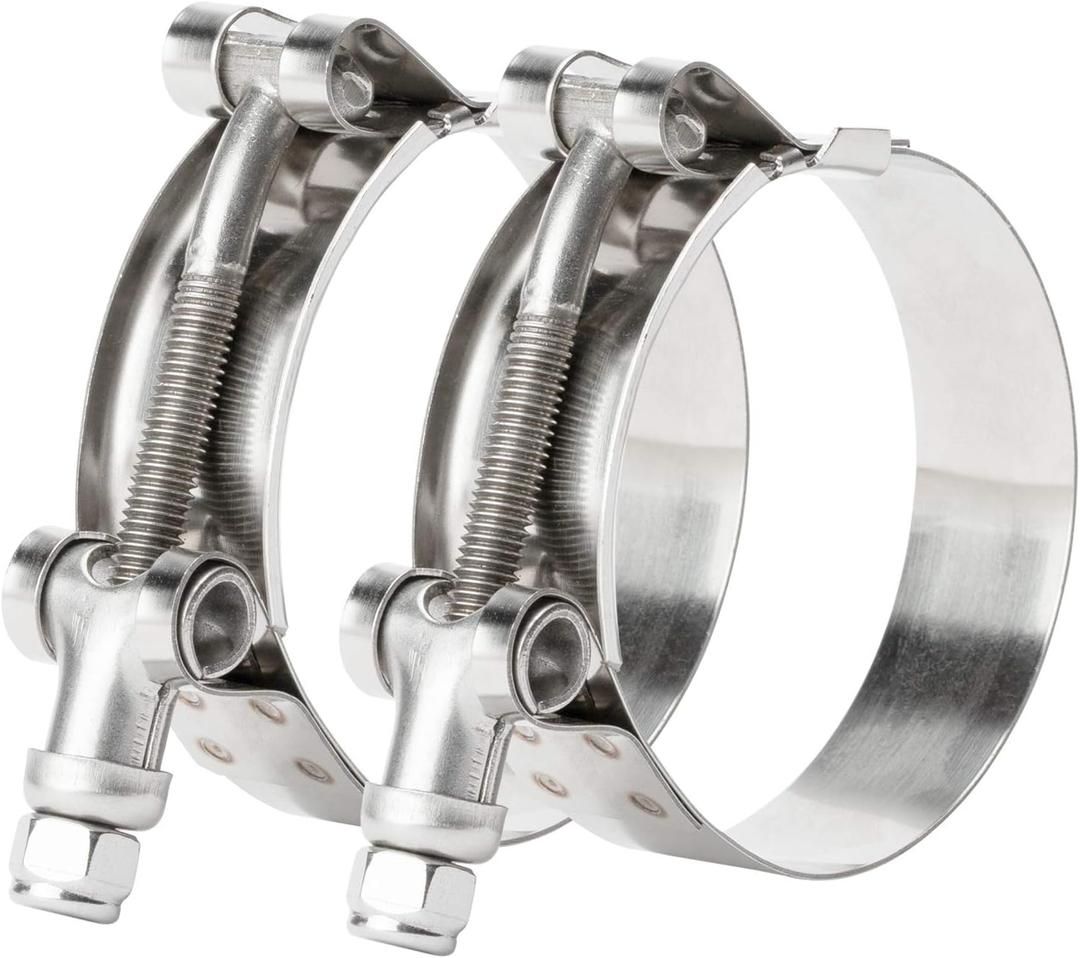 ISPINNER 2 Pack 3 Inch Stainless Steel T-Bolt Hose Clamps, Clamp Range 83-91mm for 3" Hose ID, Pack of 2