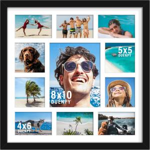 20x20 Collage Picture Frames Display One 8x10 Inch and Six 4x6 and Four 5x5 Photos Collage Wall Decor Wall Hanging or Tabletop Black