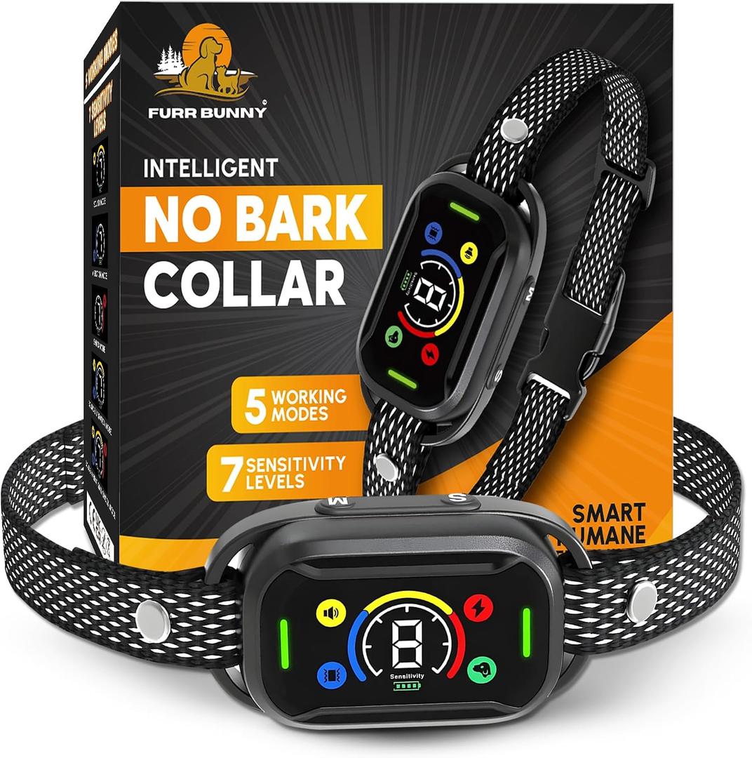 2026 Upgraded Intelligent Dog Bark Collar for Medium & Large Dogs (20 LBs-110 LBs)- Beep, Vibration & Safe Static Shock, 7 Sensitivity Levels Adjustment - Stops Excessive Barking (No Remote)
