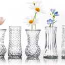 Glass Bud Vase, Transparent Cylindrical, Vintage Style, Wedding Centerpiece (Clear, 5 Pcs)