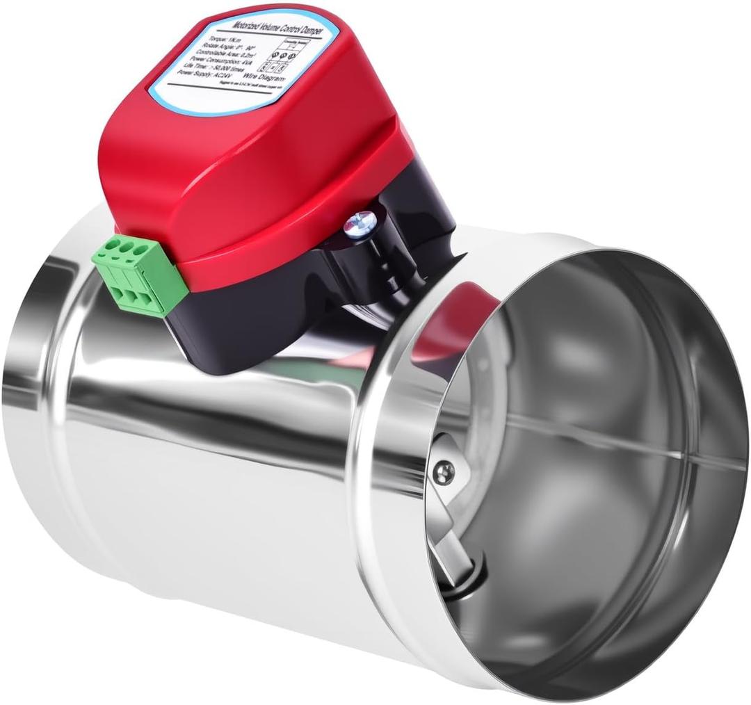 4" Motorized Duct Damper,On/Off Backdraft Damper Control, Stainless Steel Airflow Control Damper for HVAC System, 24V AC